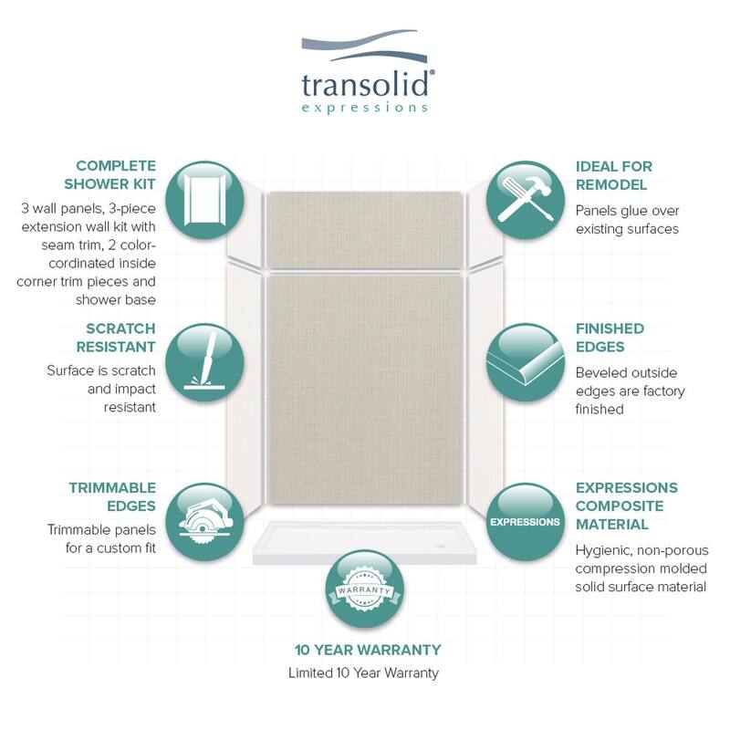 Transolid Expressions 60-in X 32-in X 96-in Glue to Wall Shower Kit - 32" x 60" x 96" - 32" x 60" x 96"
