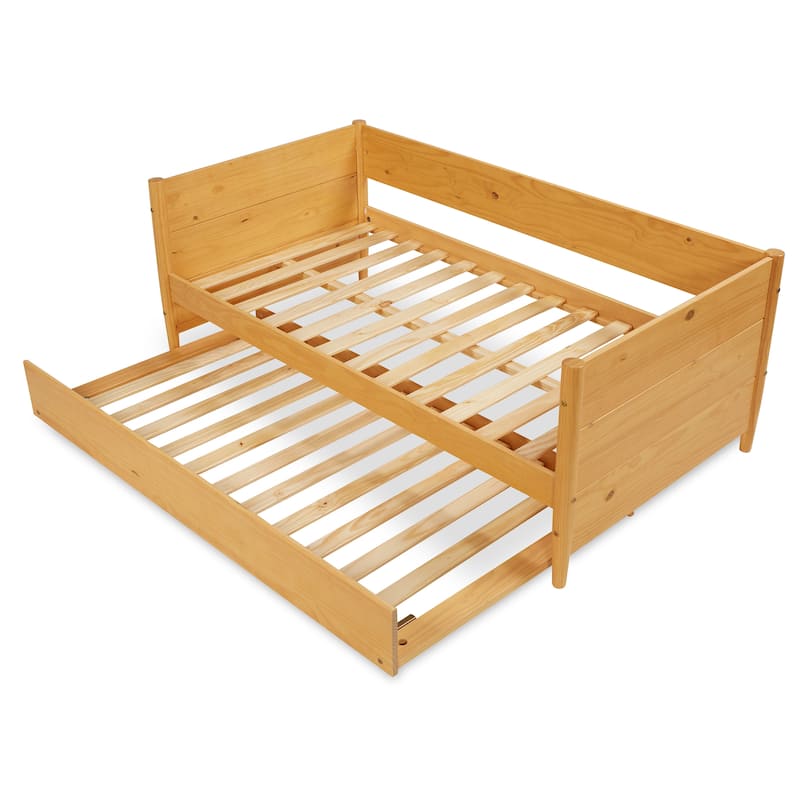 Mid-Century Modern Twin Size Day Bed with Twin Trundle