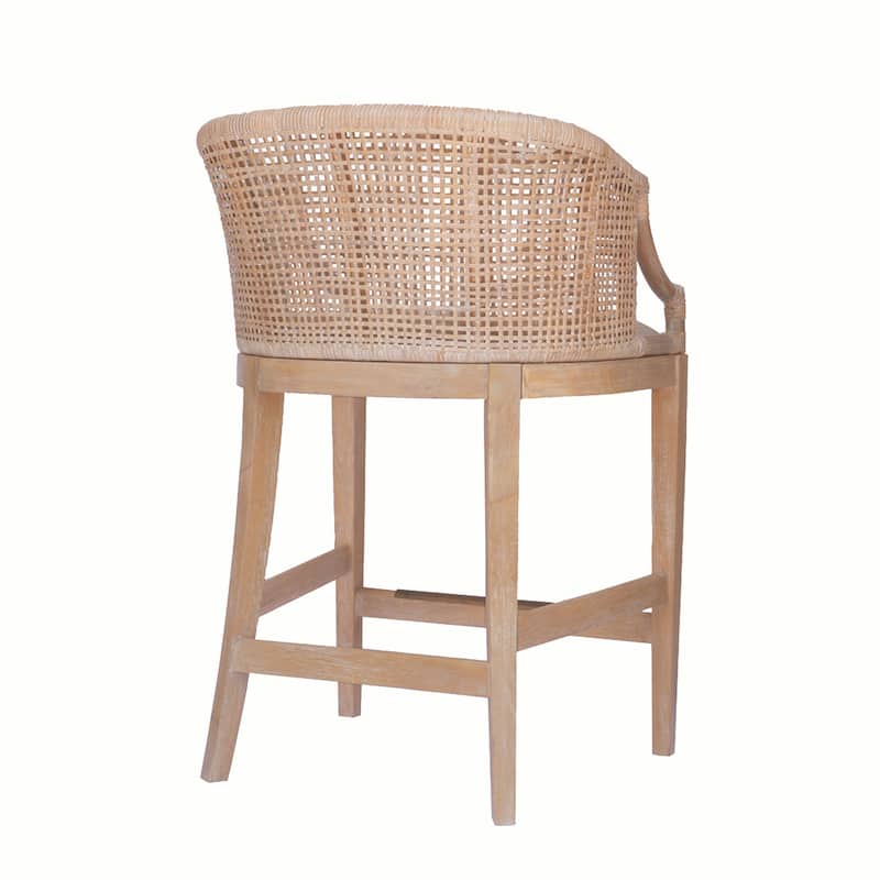Martha Stewart Playa Handcrafted Rattan & Wood Counter Stool 25" H