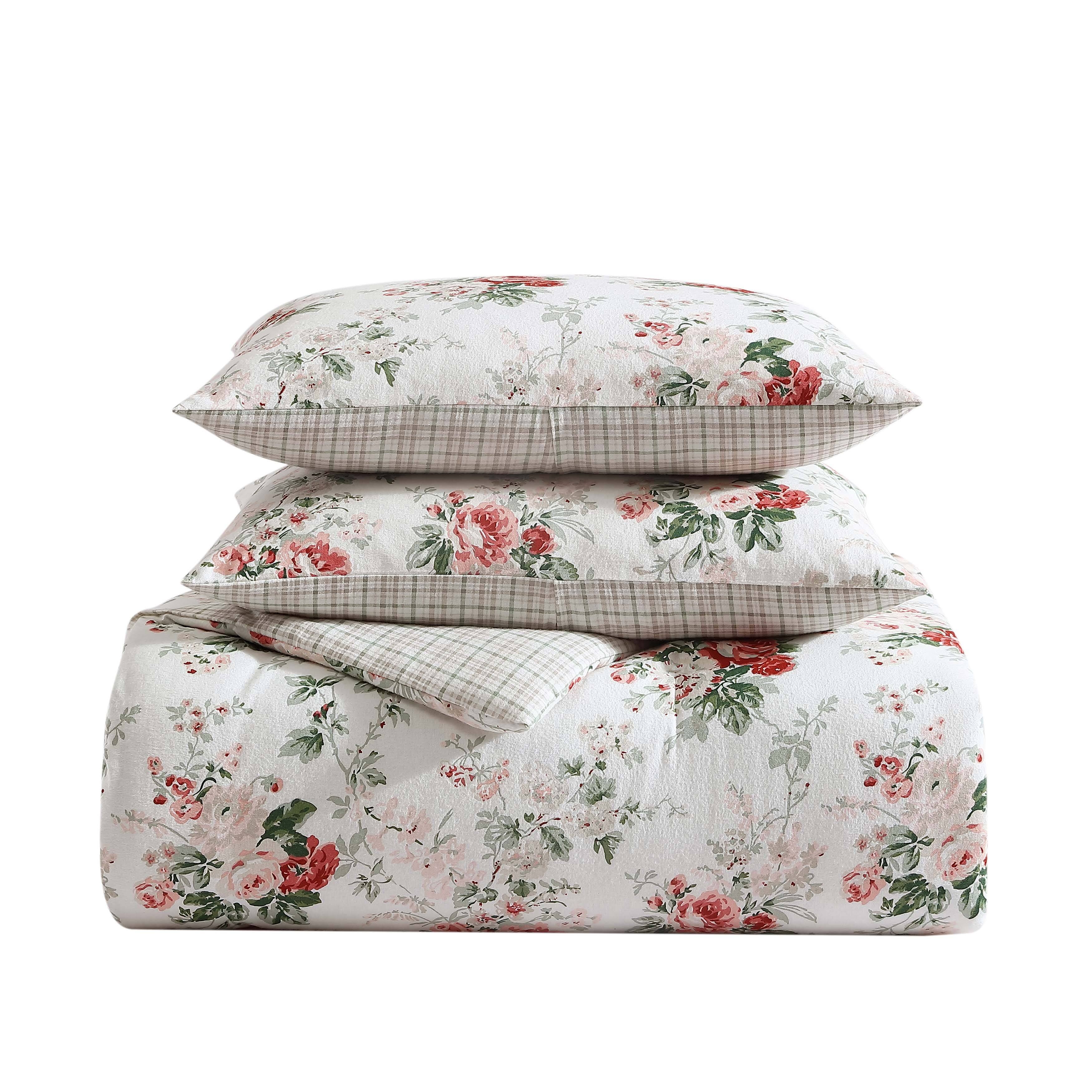 Laura Ashley Ashfield Cotton Flannel Reversible Comforter Set On Sale