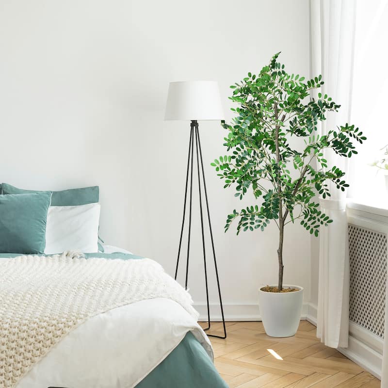 American Art Decor Artificial Faux Tree in White Tapered Ceramic Pot