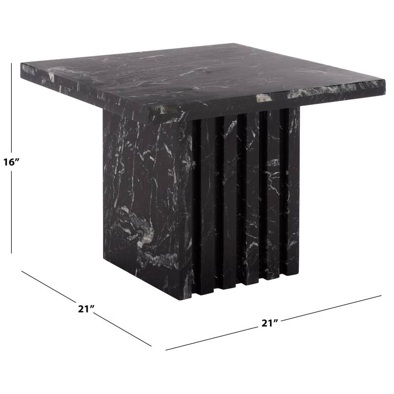 SAFAVIEH Couture Eftenia Tall Square Marble Accent Table - 21 In W x 21 In D x 16 In H - 21"W x 21"D x 16"H