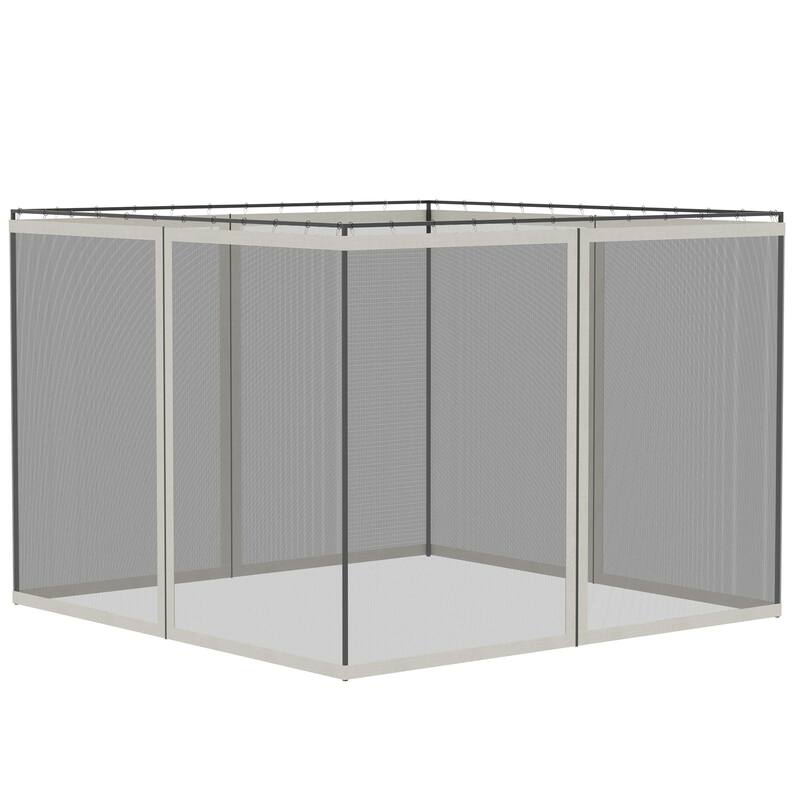 Universal 10x10 Replacement Mesh Sidewall for Gazebos and Canopy Tents with Zippers, White - White