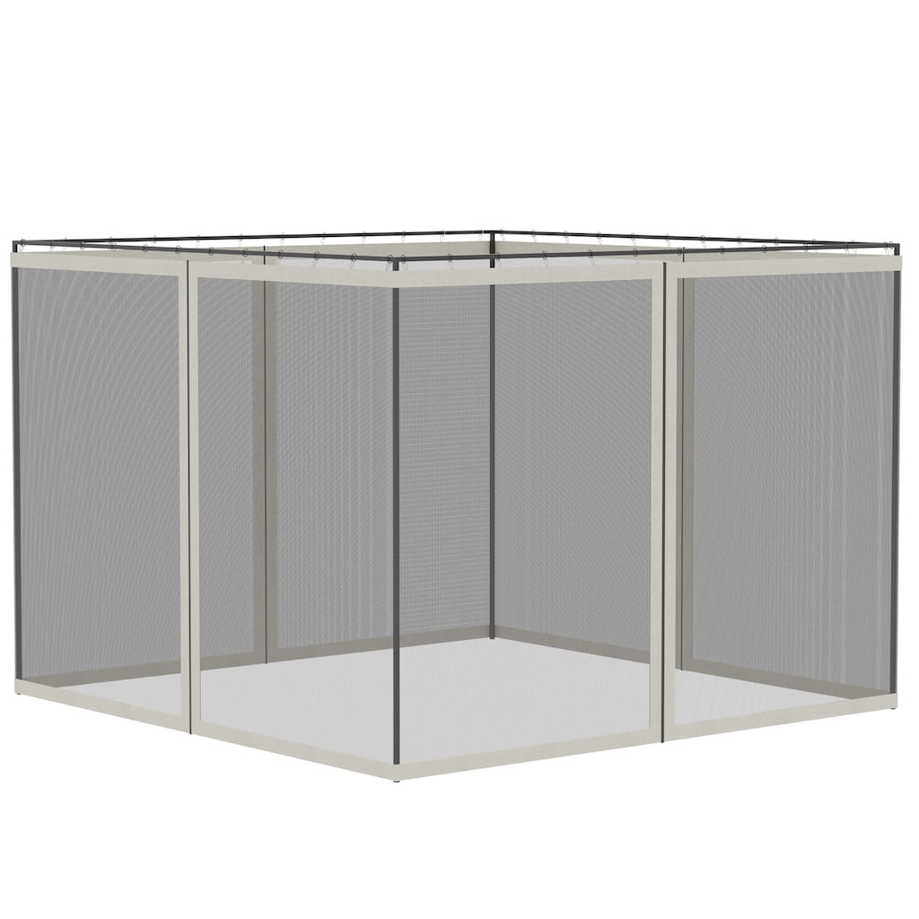 Universal 10x10 Replacement Mesh Sidewall for Gazebos and Canopy Tents with Zippers, White