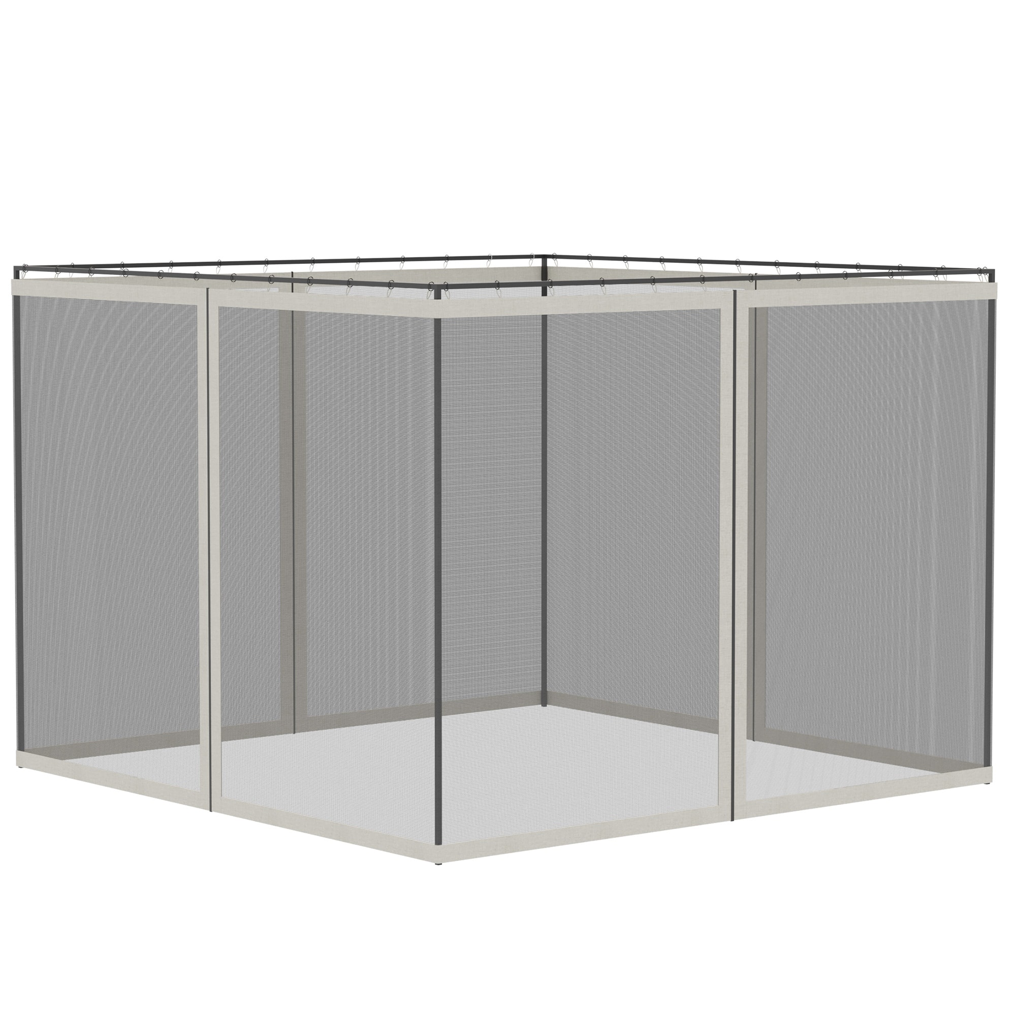 Universal 10x10 Replacement Mesh Sidewall for Gazebos and Canopy Tents with Zippers, White