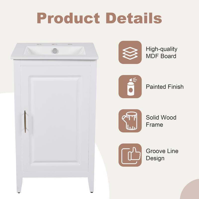 Christopher Knight Home 20" Bathroom Vanity with Sink and Functional Drawers