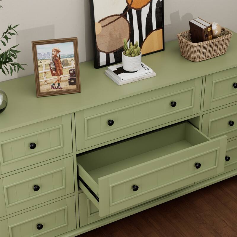 Vintage 9-Drawer Dresser Retro Storage Cabinet with Solid Legs