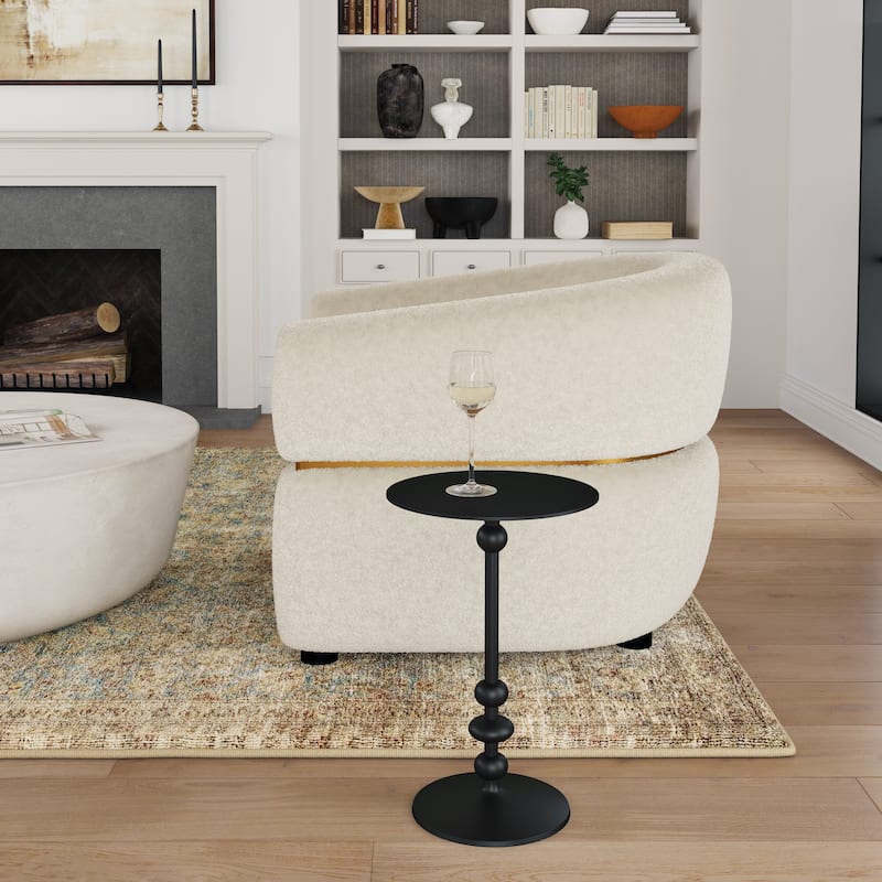 Zora Iron Pedestal Side Table - Black