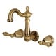 preview thumbnail 4 of 7, Heritage Two-Handle 3-Hole Wall Mount Bathroom Faucet Antique Brass