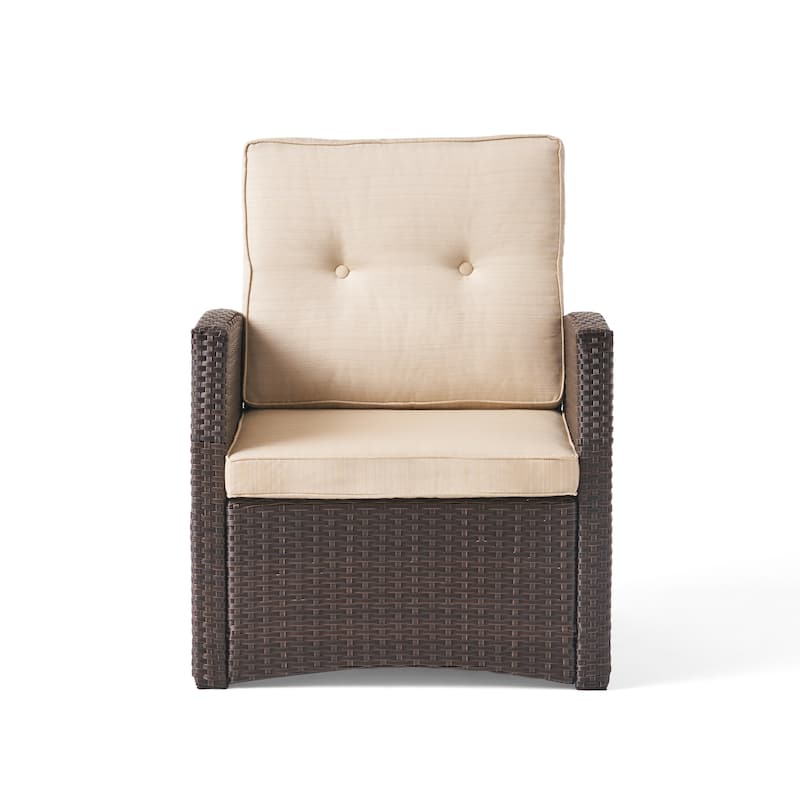Sanger Wicker Outdoor Club Chairs with Cushions by Christopher Knight Home