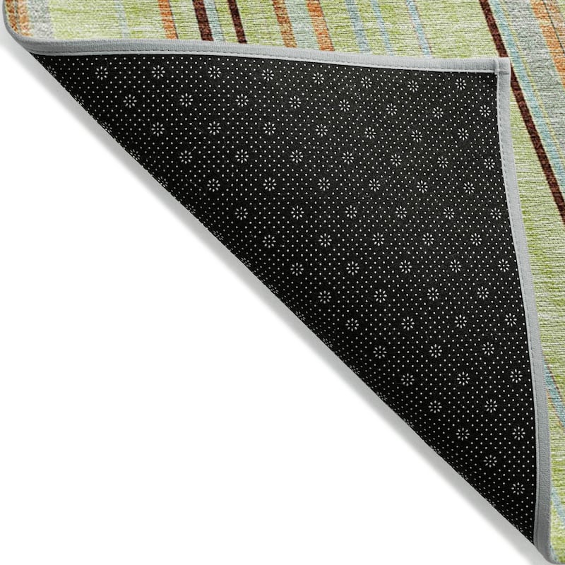 Machine Washable Indoor/ Outdoor Stripe Wave Chantille Rug