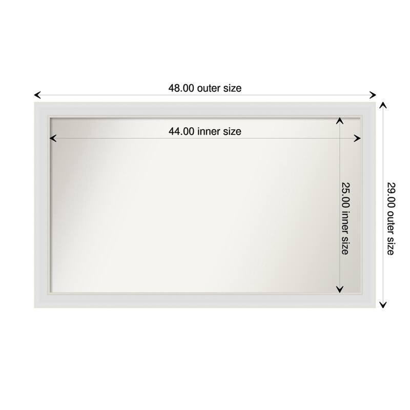 Flair Soft White Narrow Framed Non-Beveled Custom Wall Mirror, Bathroom Vanity Mirror - Outer Size: 48 x 29