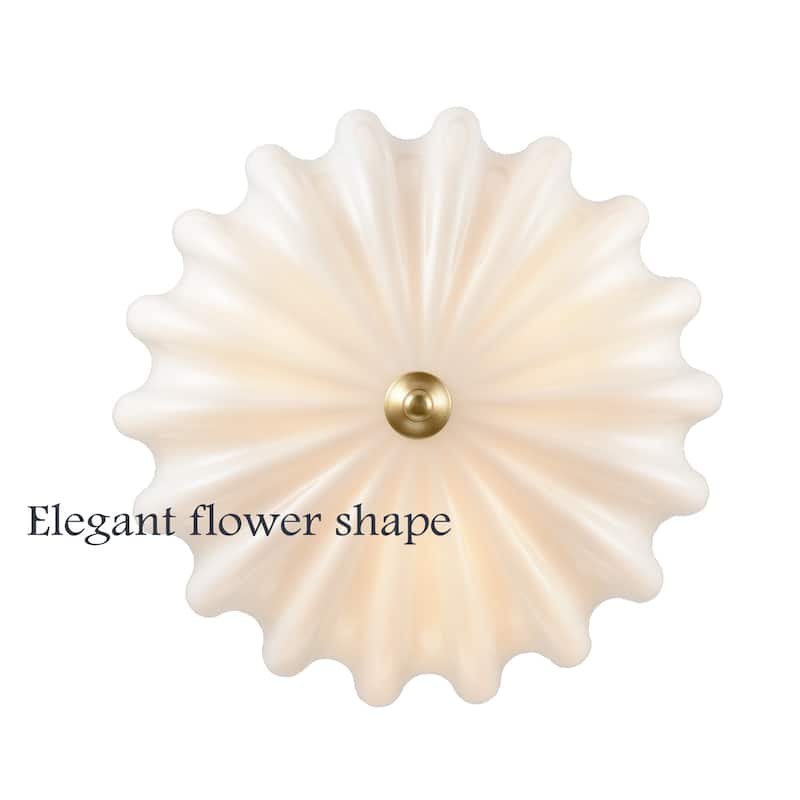 Vernazza Flush -Mount Gold Ceiling Light Brass with Milk Glass, 3-Bulbs