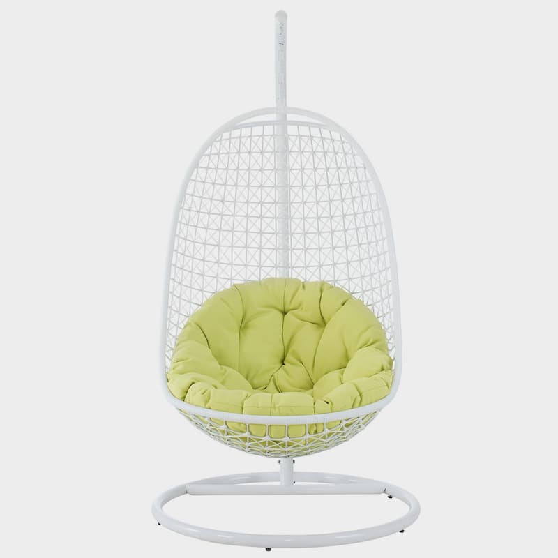 Leesville Outdoor White Metal Cushioned Hanging Swing Chair