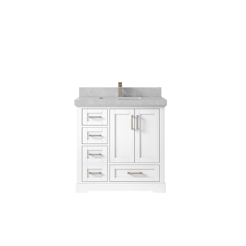 Willow Collections 36 x 22 Boston Center Sink Right Bathroom Vanity with Countertop