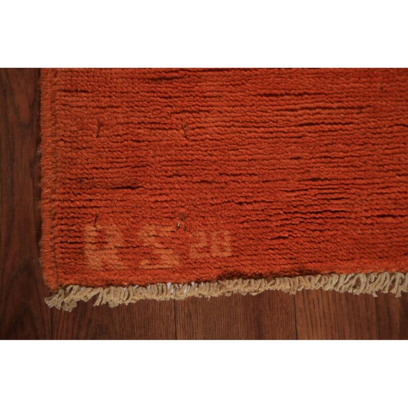 Solid / Modern Gabbeh Runner Rug Hand-Knotted Wool Carpet - 3'0" x 9'9"