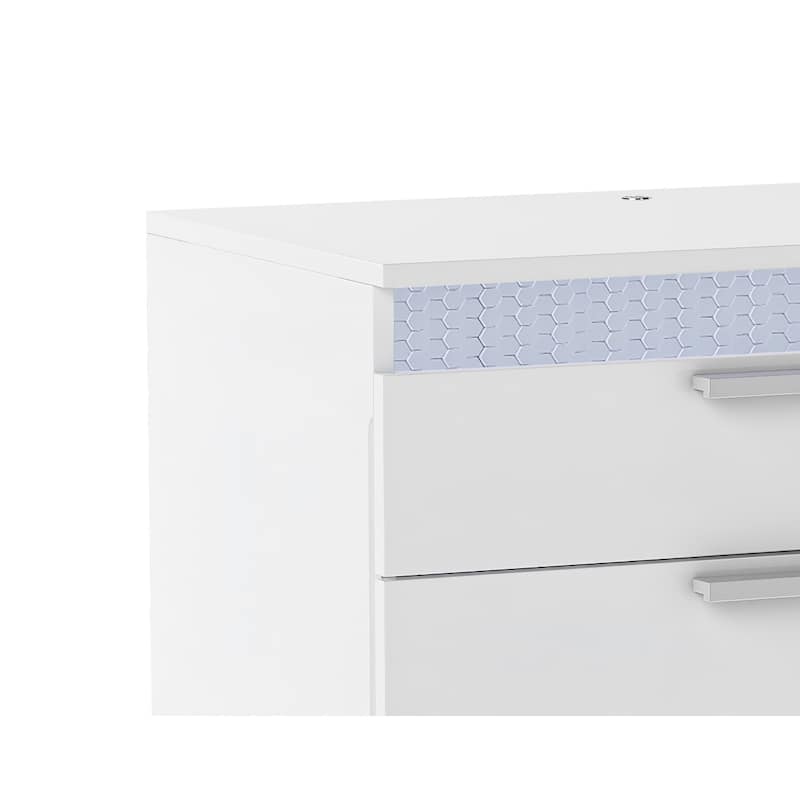 Somette Modern Gloss White 2-Drawer Night Stand