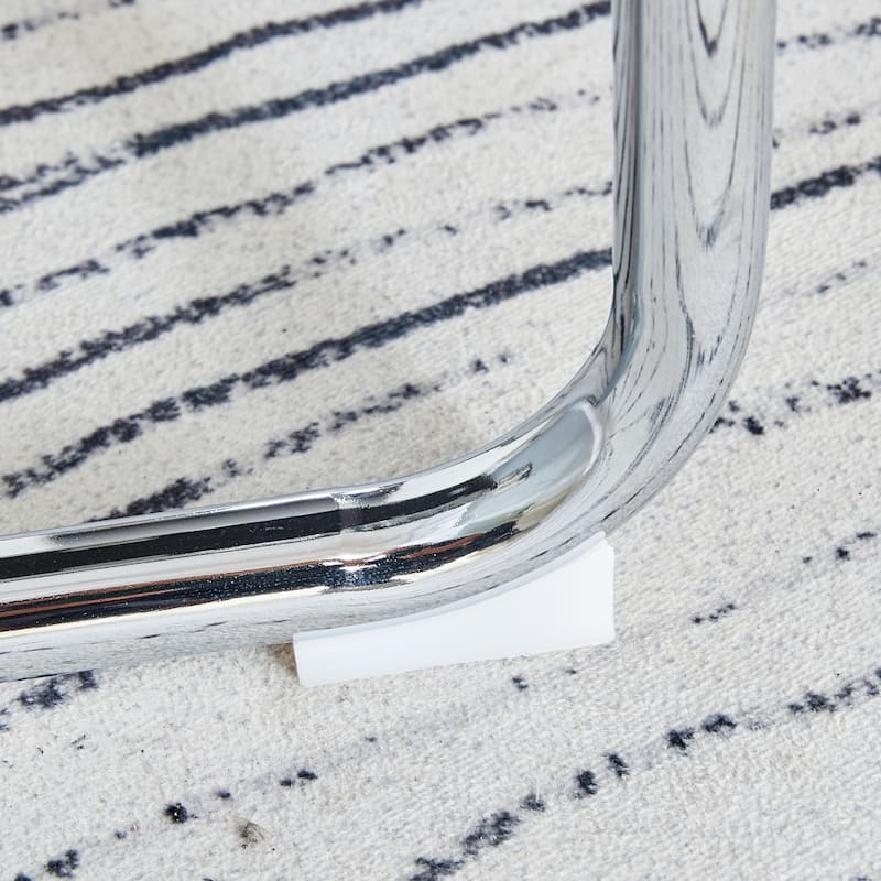 Faux Leather Dining Room Chairs with Upholstered Seat, Modern Kicthen Chairs Armless Accent Chairs with Metal Legs, Set of 4