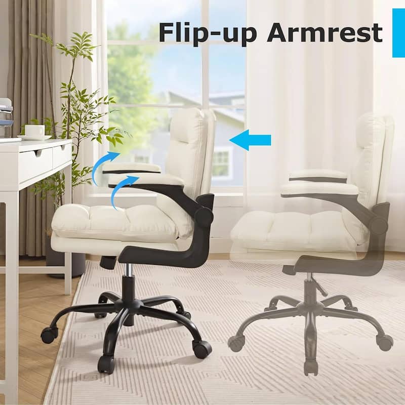 2 Pieces PU-Padded Home Office Desk Chair, Ergonomic Chair Computer Chair, Swivel Executive Office Chair