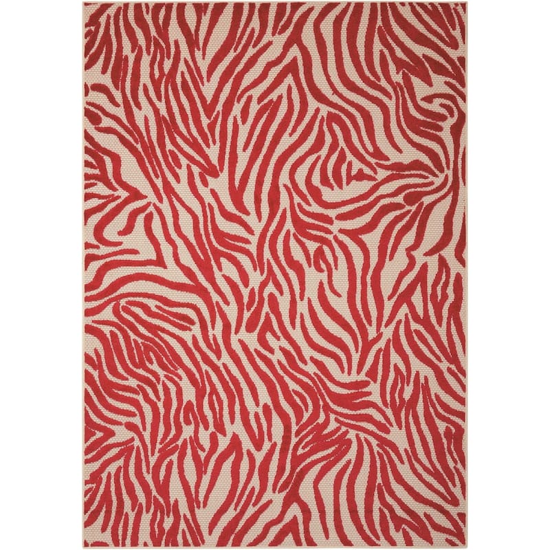 Nourison Animal Print Indoor/ Outdoor Area Rug - 9'6" x 13' - Red