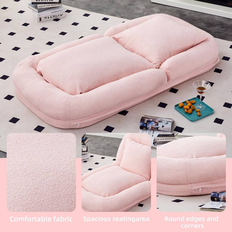 Folding Sofa Chair with 5 Adjustable Positions, Plush Floor Lounge Chair