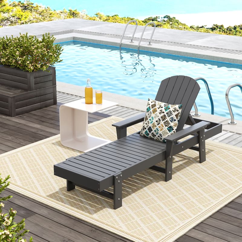 Polytrends Altura Poly Eco-Friendly All Weather Reclining Chaise Lounge with Arms - Gray