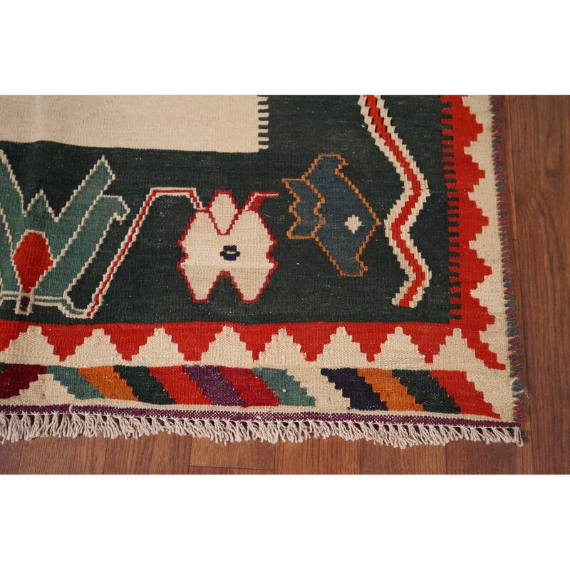 Nomadic Kilim Persian Vintage Area Rug Hand-Woven Wool Carpet - 4'2"x 7'11"