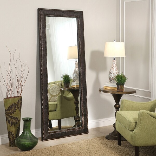 Delano Transitional Leather 70-inch Floor Mirror - Brown by Abbyson. Opens flyout.