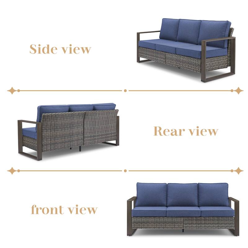Gymojoy 7 Pieces Rattan Sofa,Gilder Chair, Patio Chair and Ottoman