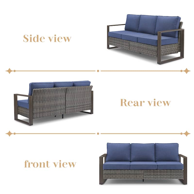 Gymojoy Patio Sofa Wicker High Back Sofa