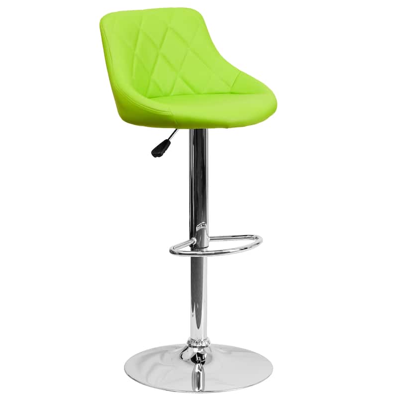 Diamond Pattern Vinyl Bucket Seat Adjustable Barstool - 18.5"W x 19"D x 33.25" - 41.75"H