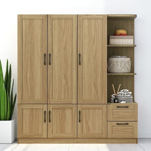 modern armoire dresser Amazon.com: XVD Armoire Wardrobe Closet with Mirror & Sensor Light, Bedroom  Armoire with 5 Doors & 2 Drawers, Modern Wooden Large Wardrobe Closet with  Shelves, 4 Metal Hooks, 2 Hanging Roods, Open