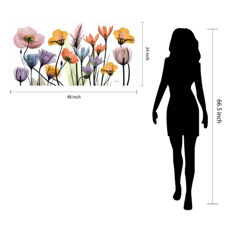 "Flowerscape Portrait" Frameless Free Floating Tempered Glass Panel Graphic Wall Art