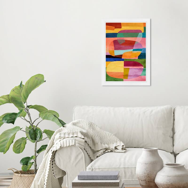 Wynwood Studio Color Construct Overflow Framed Retro Colorful Abstract Prints