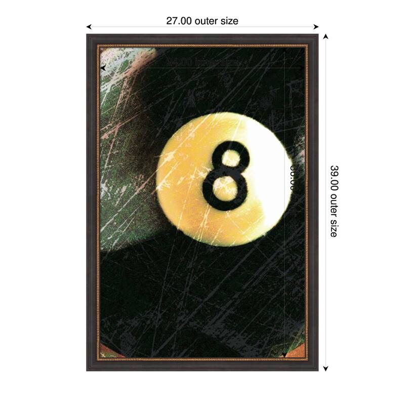 Amanti Art Framed Fabric Pinboard Behind The 8 Ball by Tandi Venter Printed Bulletin Board - Board Size 24 x 36 - Ashton Black