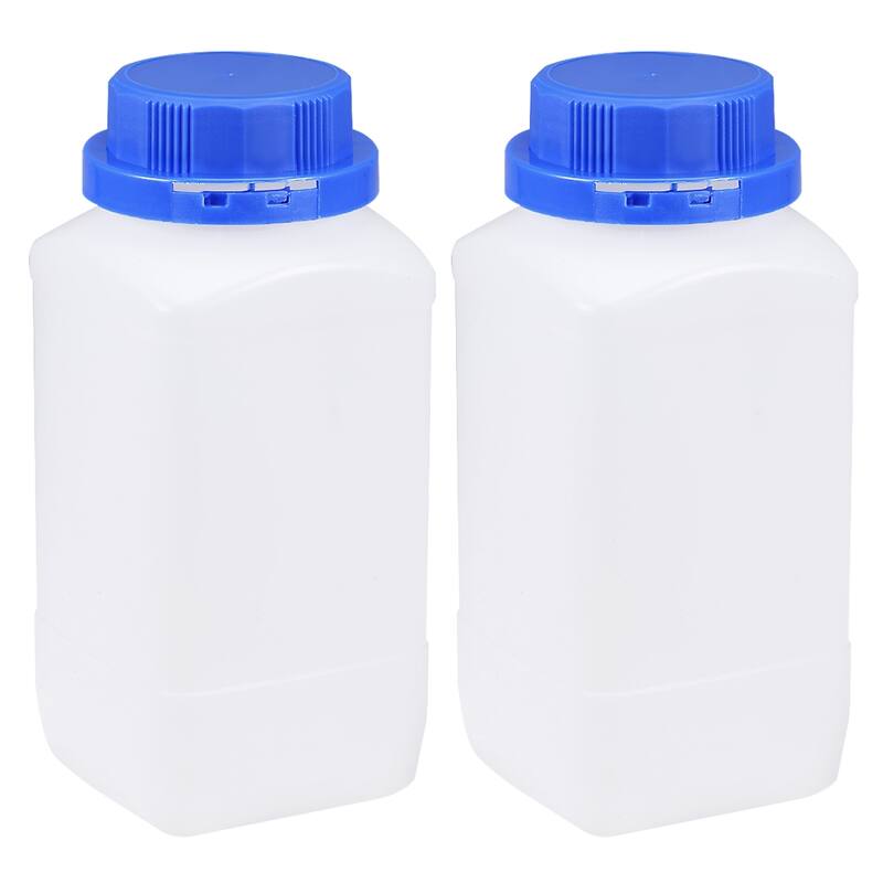 2x Plastic Lab Reagent Bottle Sample Sealing Liquid Storage Container - Translucent, Blue