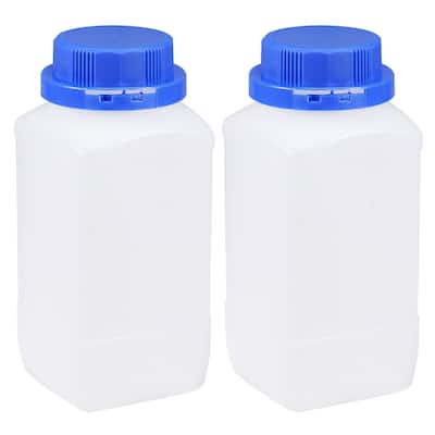 2x Plastic Lab Reagent Bottle Sample Sealing Liquid Storage Container - Translucent, Blue