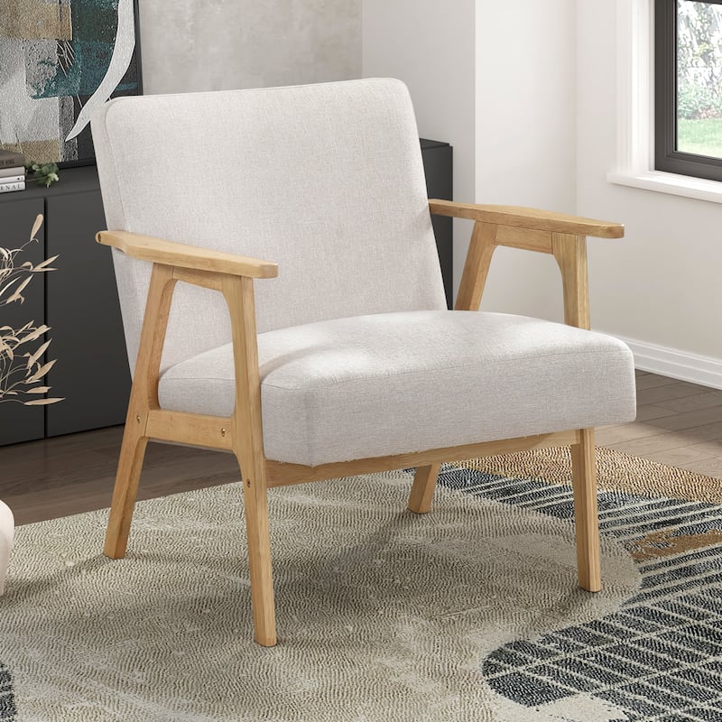 Dean 27" Textured Fabric Accent Chair - Solid Rubberwood Frame