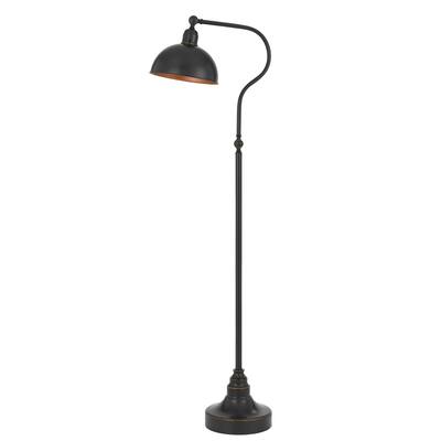 Industrial adjustable metal downbridge floor lamp with half dome metal shade
