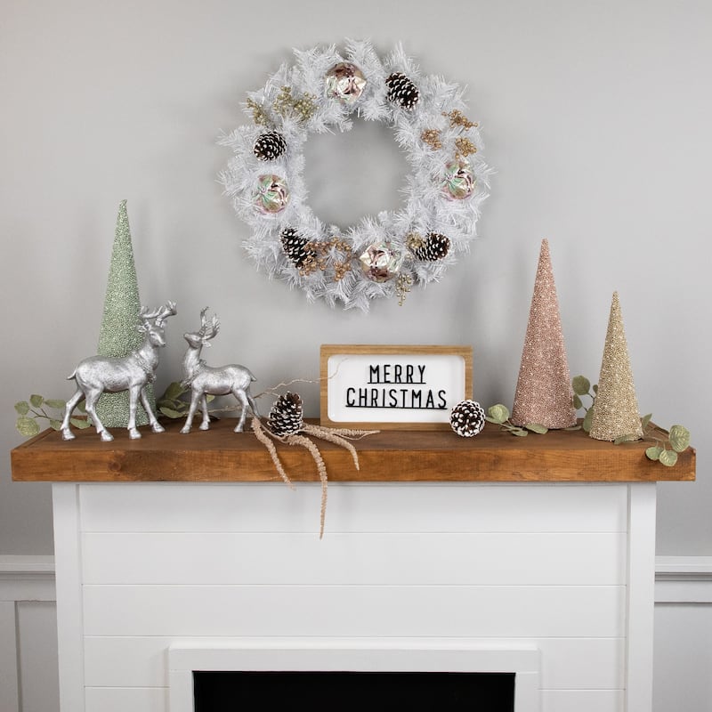 Pine Artificial Christmas Wreath - 24" - White - Unlit