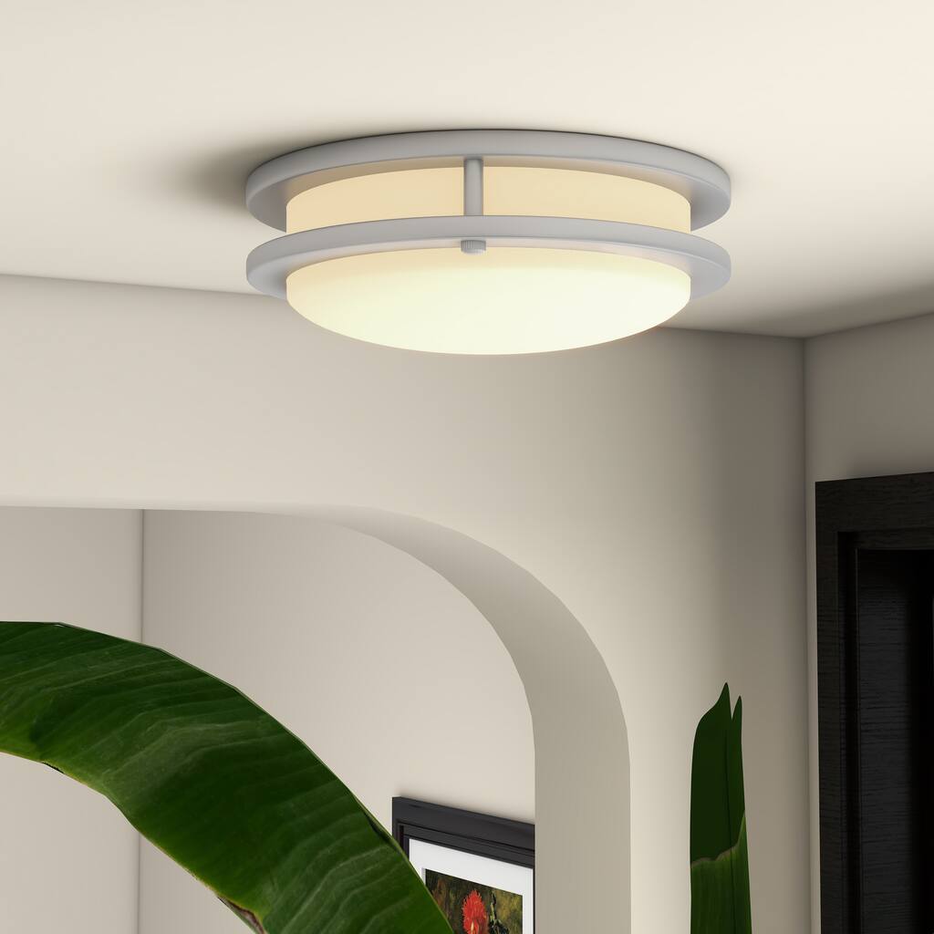 1-Light Metal Rounded LED Flush Mount Ceiling Light - 3.5'' H X 11'' W X 11'' D