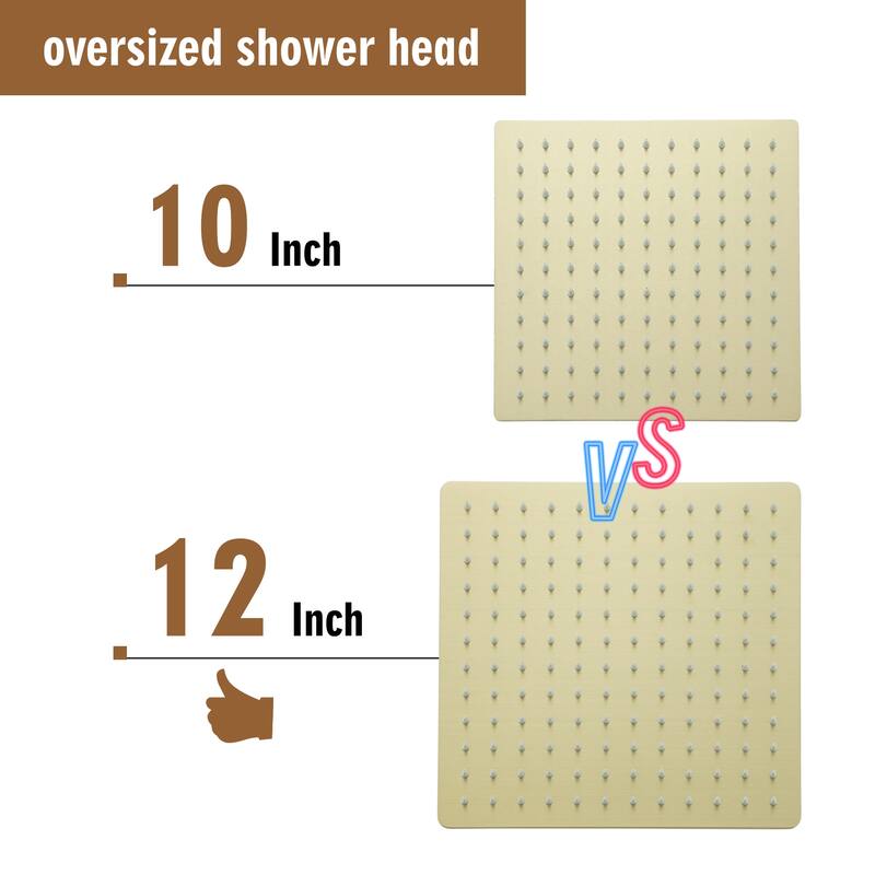 3-Spray Pattern 12 in. Ceiling Mount Shower System in Brushed Gold