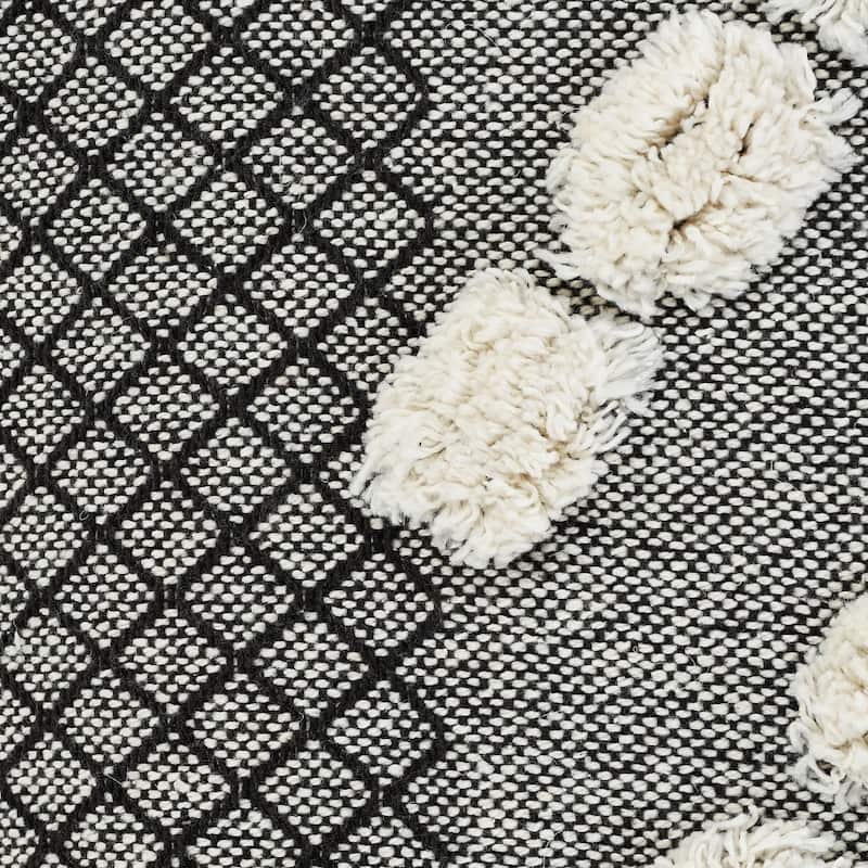 HomeRoots 20" X 20" Black Gray And Cream 100% Cotton Geometric Zippered Pillow
