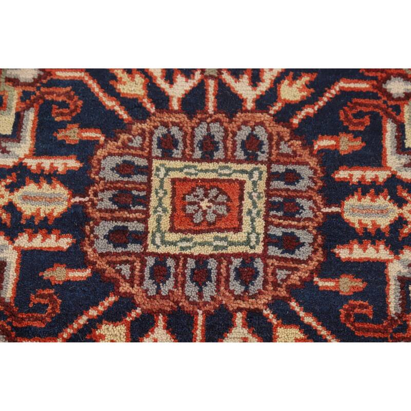 Medallion Heriz Serapi Indian Area Rug Handmade Wool Carpet - 8'11" x 11'10"