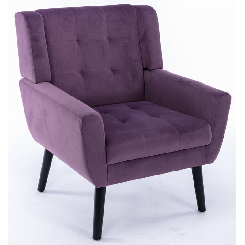 Soft Velvet Accent Chair With Padded Seat and Curved Back