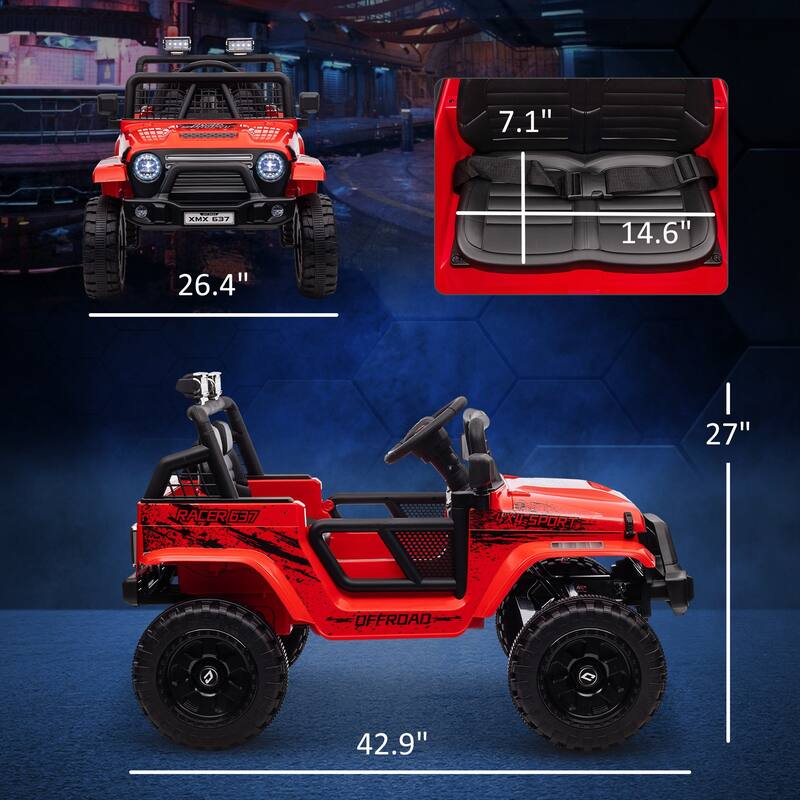 Battery Powered 12V Ride-On Truck Car for Kids, Dual Motors, Music, Horn, and Parent Remote Control, for Kids Ages 3-6