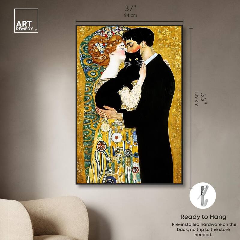 Kiss with Cat Canvas by Art Remedy