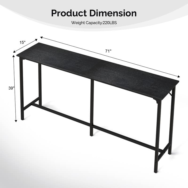 71'' Counter Height Bar Dining Table with Metal Frame , Pub Sofa Table for Kitchen and Living Room