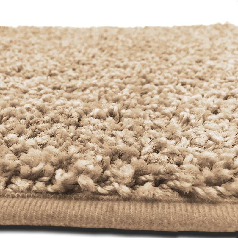 Layla 3 PC Shaggy Bathroom Rug Set, Bath Mat, Contour Rug, Lid Cover, Solid Colors