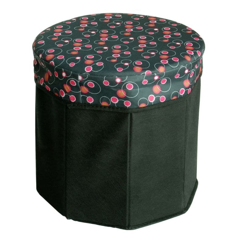 [Bubble - Black] Round Foldable Storage Ottoman / Storage Boxes / Storage Seat - Dark Green
